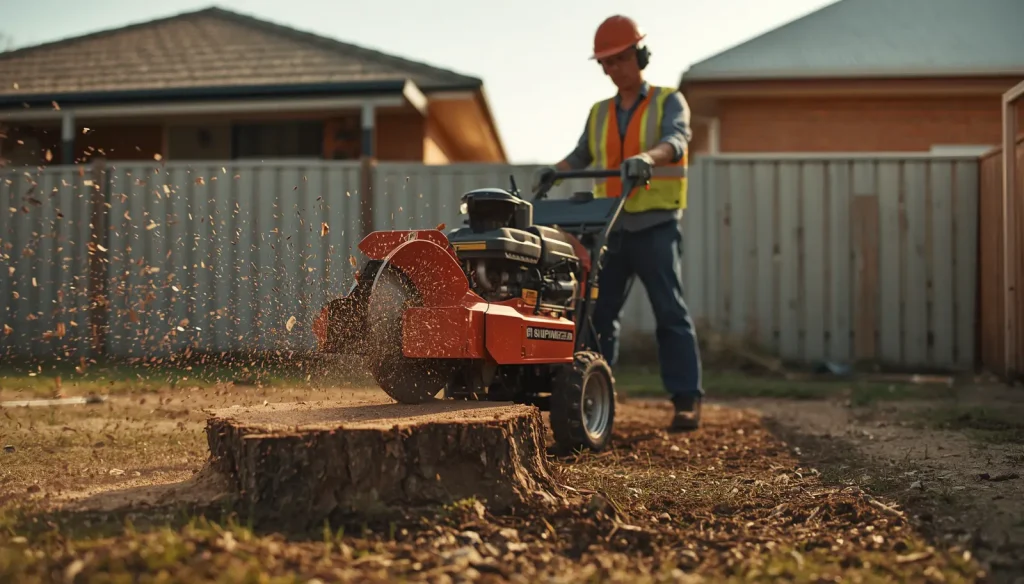 stump grinding canberra removing tree stump in backyard
